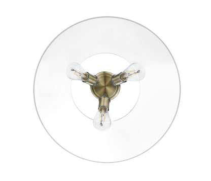Yep by Golden Lighting Orwell 3-light Flush Mount in Aged Brass and Clear Glass - - Golden Lighting