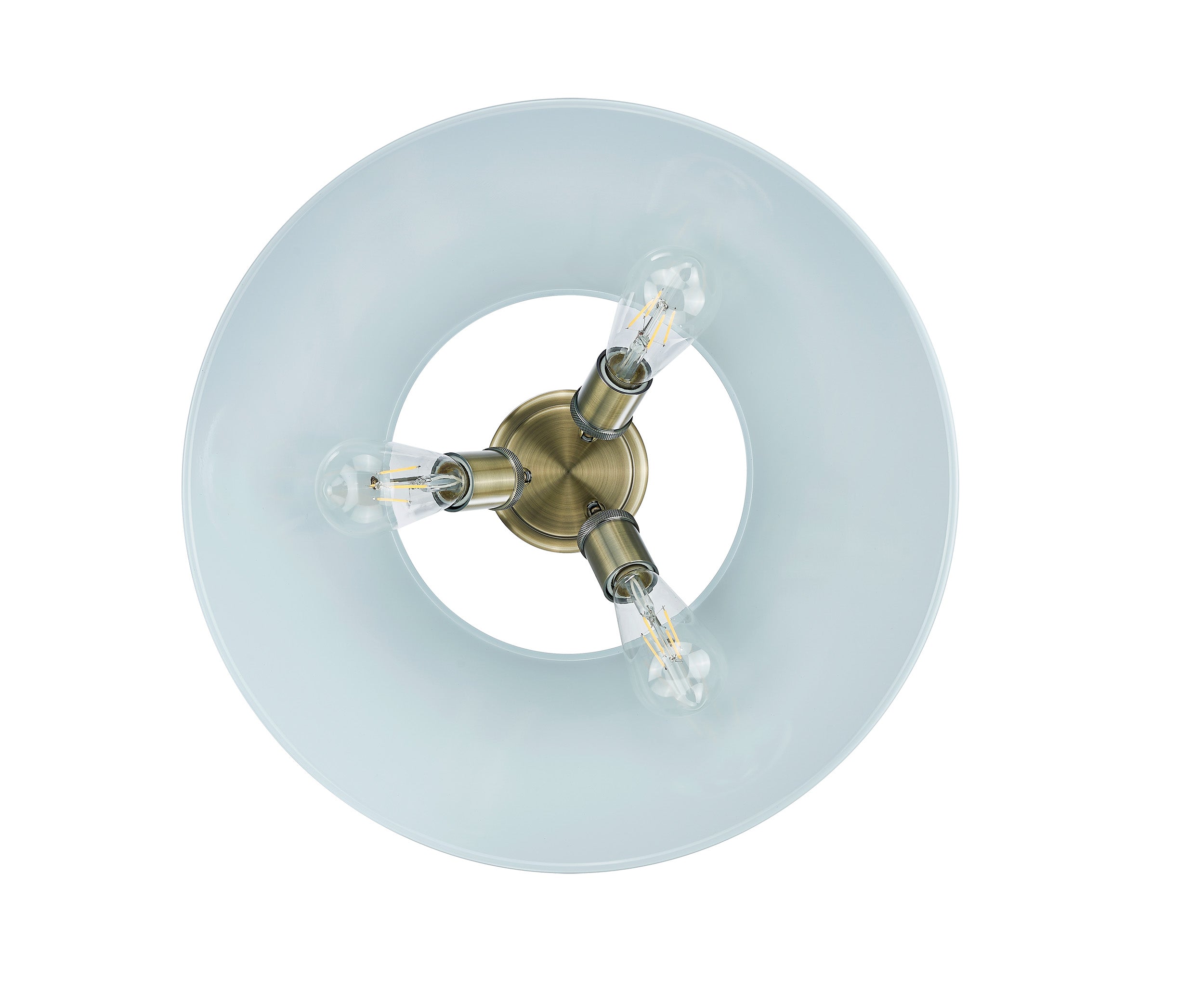 Yep by Golden Lighting Orwell 3-light Flush Mount in Aged Brass and Dusky Blue shade - - Golden Lighting