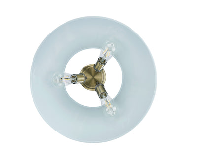 Yep by Golden Lighting Orwell 3-light Flush Mount in Aged Brass and Dusky Blue shade - - Golden Lighting