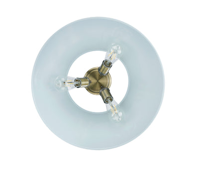 Yep by Golden Lighting Orwell 3-light Flush Mount in Aged Brass and Dusky Blue shade - - Golden Lighting
