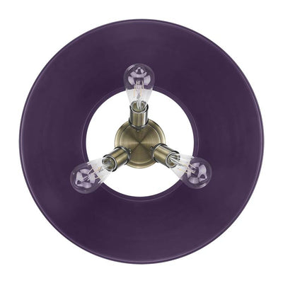Yep by Golden Lighting Orwell 3-light Flush Mount in Aged Brass and Exotic Purple shade - - Golden Lighting