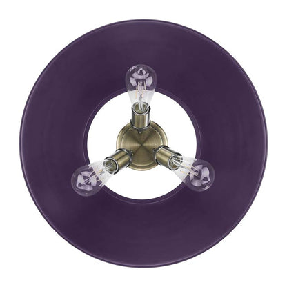 Yep by Golden Lighting Orwell 3-light Flush Mount in Aged Brass and Exotic Purple shade - - Golden Lighting