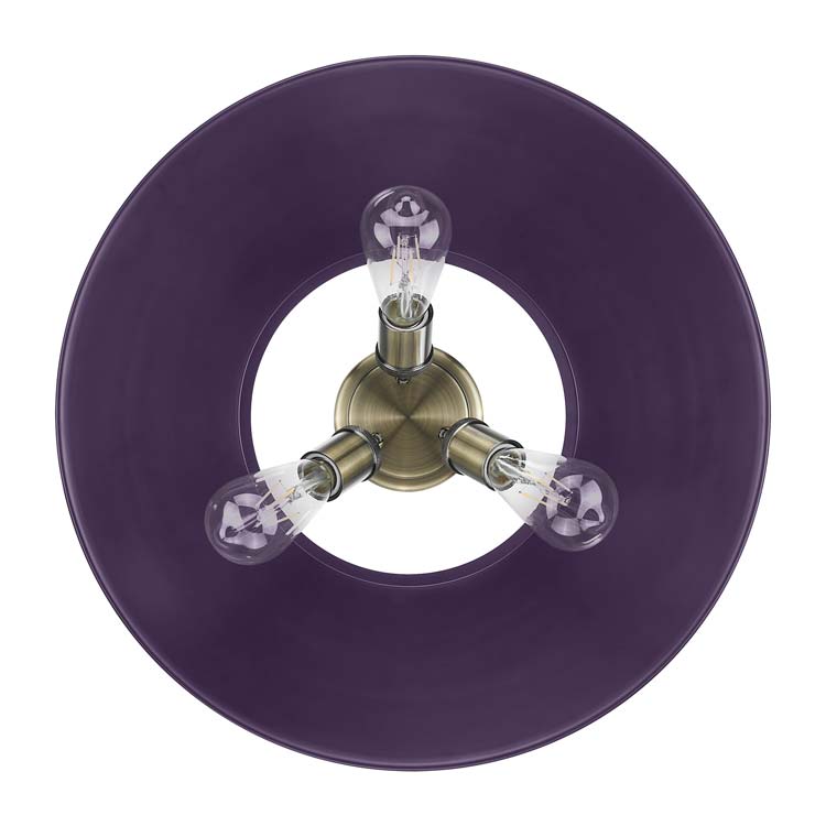 Yep by Golden Lighting Orwell 3-light Flush Mount in Aged Brass and Exotic Purple shade - - Golden Lighting
