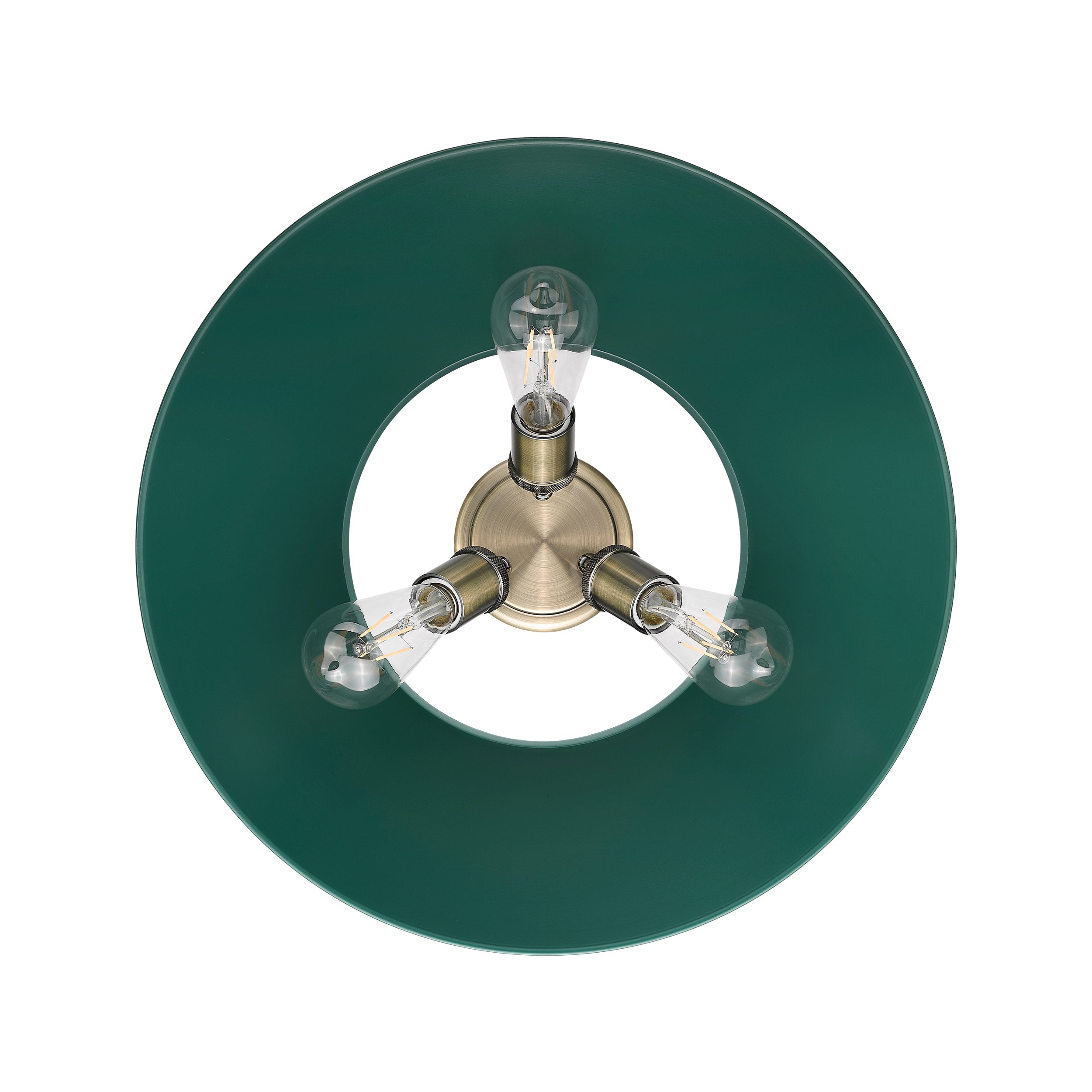 Orwell 3-Light Flush Mount in Aged Brass with Pine Green - Aged Brass / Pine Green / Green - Golden Lighting