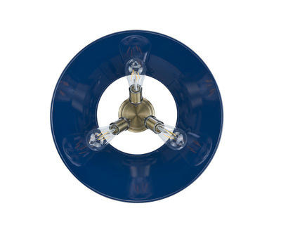 Yep by Golden Lighting Orwell 3-light Flush Mount in Aged Brass and Navy Blue shade - - Golden Lighting