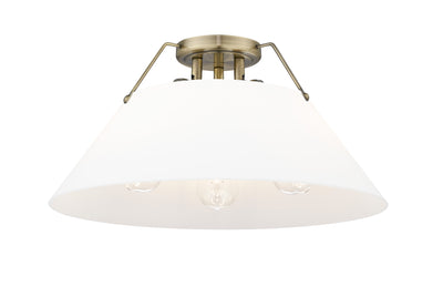 Yep by Golden Lighting Orwell 3-light Flush Mount in Aged Brass and Opal Glass - Default Title - Golden Lighting