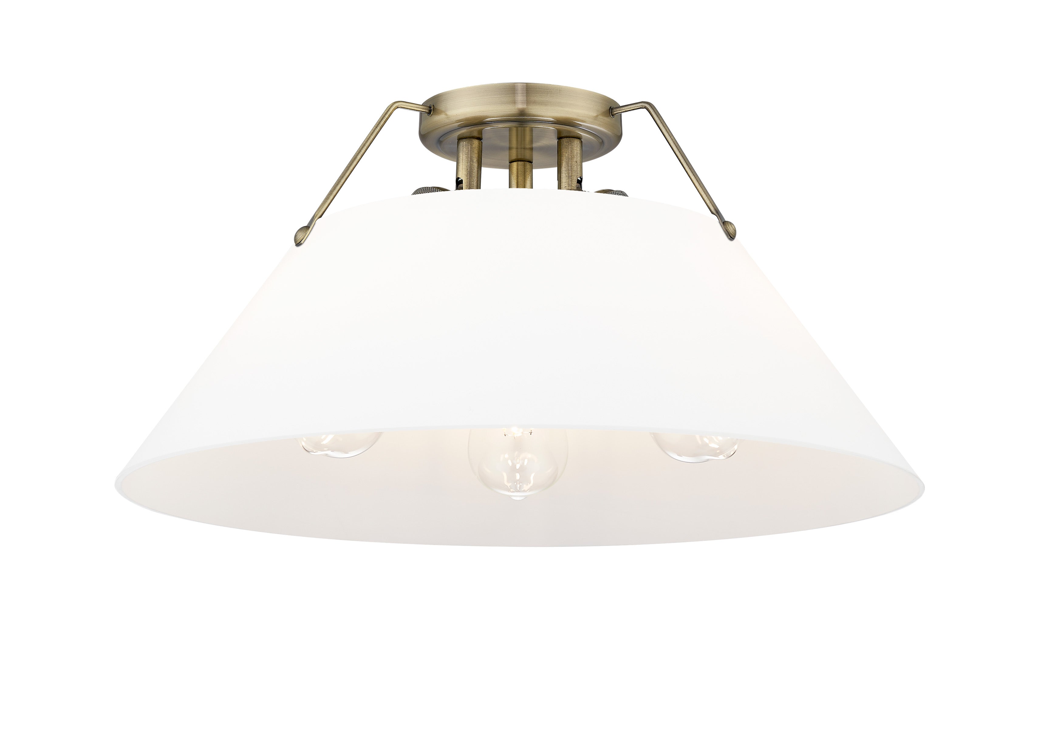 Orwell 3-Light Flush Mount in Aged Brass with Opal Glass - - Golden Lighting