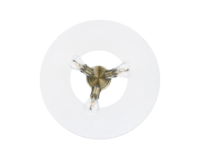 Yep by Golden Lighting Orwell 3-light Flush Mount in Aged Brass and Opal Glass