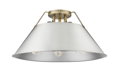 Yep by Golden Lighting Orwell 3-light Flush Mount in Aged Brass and Pewter shade - Default Title - Golden Lighting