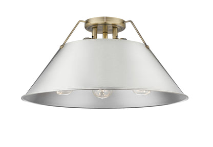 Orwell 3-Light Flush Mount in Aged Brass with Pewter - - Golden Lighting