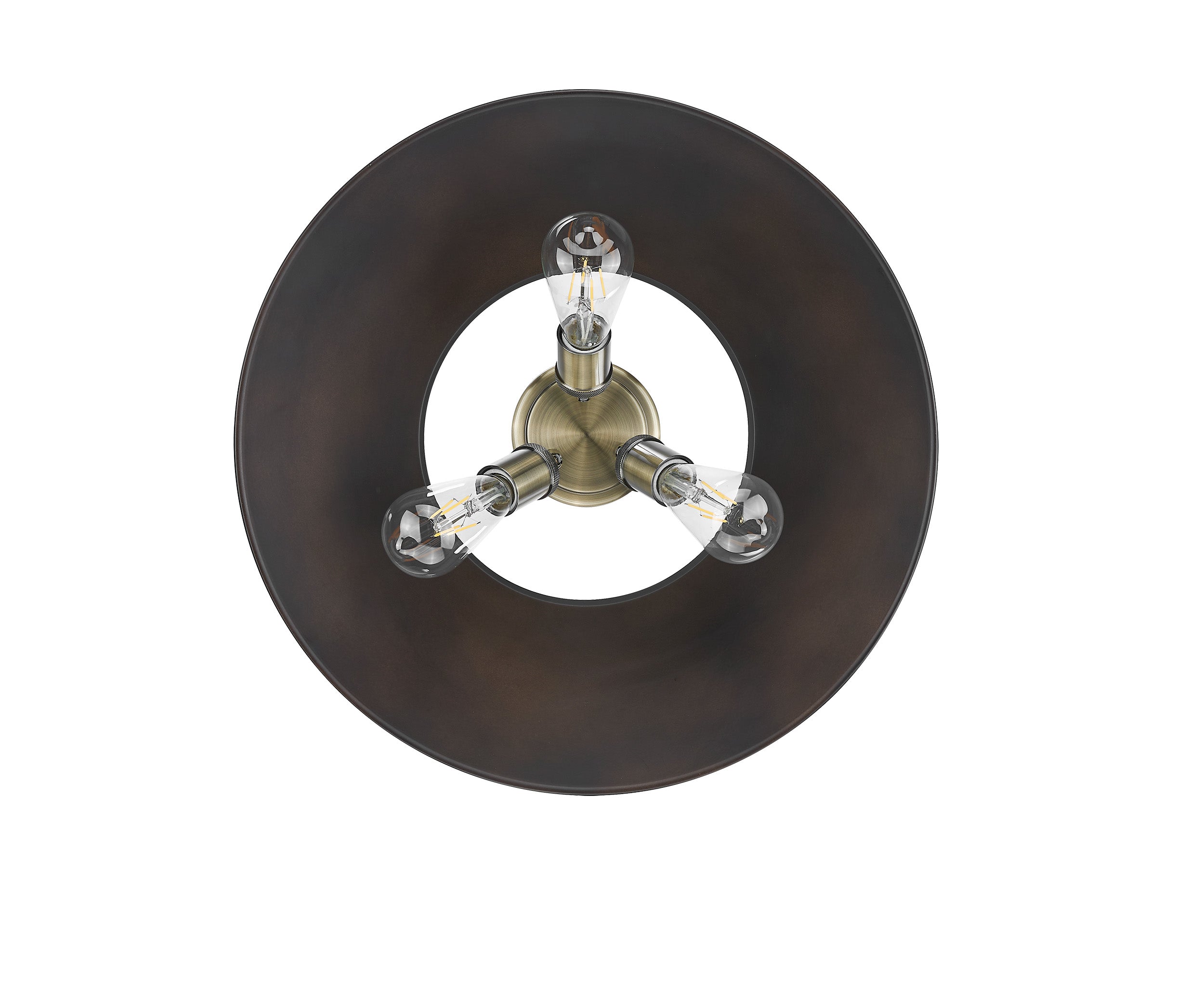Orwell 3-Light Flush Mount in Aged Brass with Rubbed Bronze - Default Title - Golden Lighting