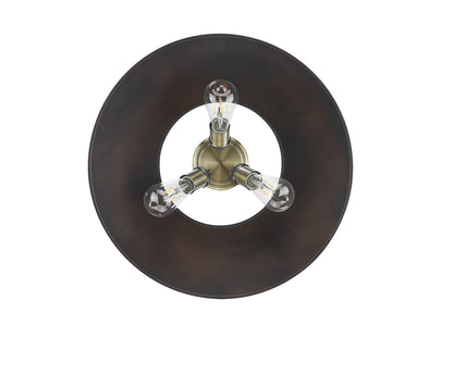 Orwell 3-Light Flush Mount in Aged Brass with Rubbed Bronze - Default Title - Golden Lighting