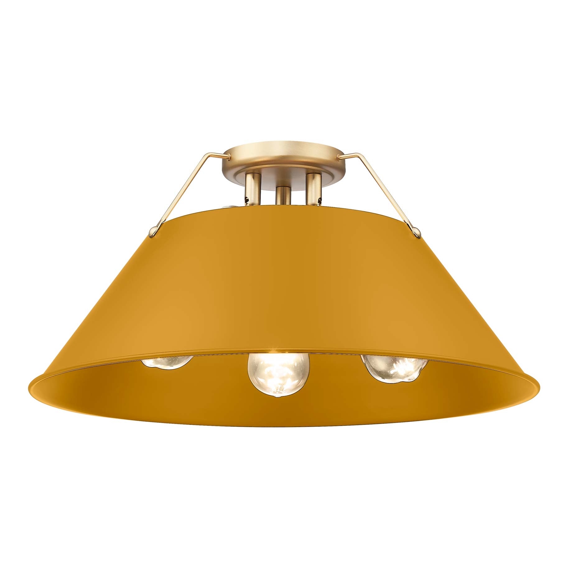 Yep by Golden Lighting Orwell 3-light Flush Mount in Brushed Champagne Brass and Auric Yellow shade