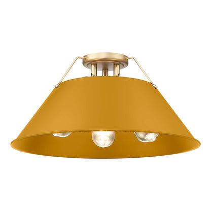 Yep by Golden Lighting Orwell 3-light Flush Mount in Brushed Champagne Brass and Auric Yellow shade