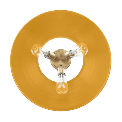 Yep by Golden Lighting Orwell 3-light Flush Mount in Brushed Champagne Brass and Auric Yellow shade - - Golden Lighting