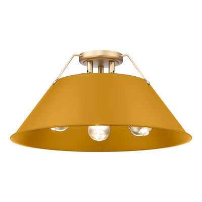 Yep by Golden Lighting Orwell 3-light Flush Mount in Brushed Champagne Brass and Auric Yellow shade - Default Title - Golden Lighting