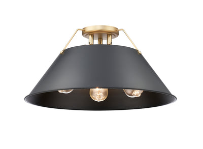 Yep by Golden Lighting Orwell 3-light Flush Mount in Brushed Champagne Brass and Matte Black shade - Default Title - Golden Lighting