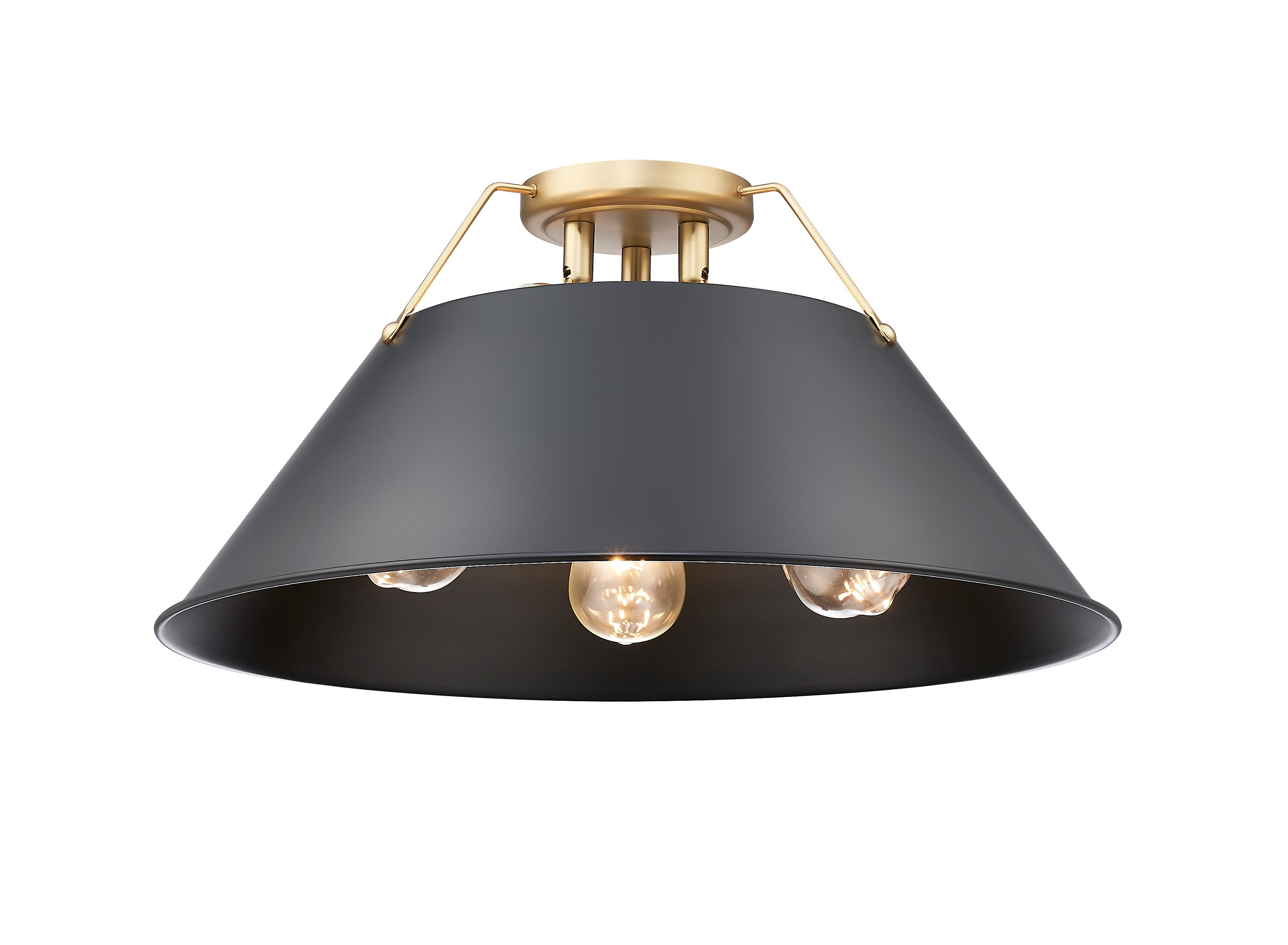 Orwell 3-Light Flush Mount in Brushed Champagne Bronze with Matte Black - - Golden Lighting