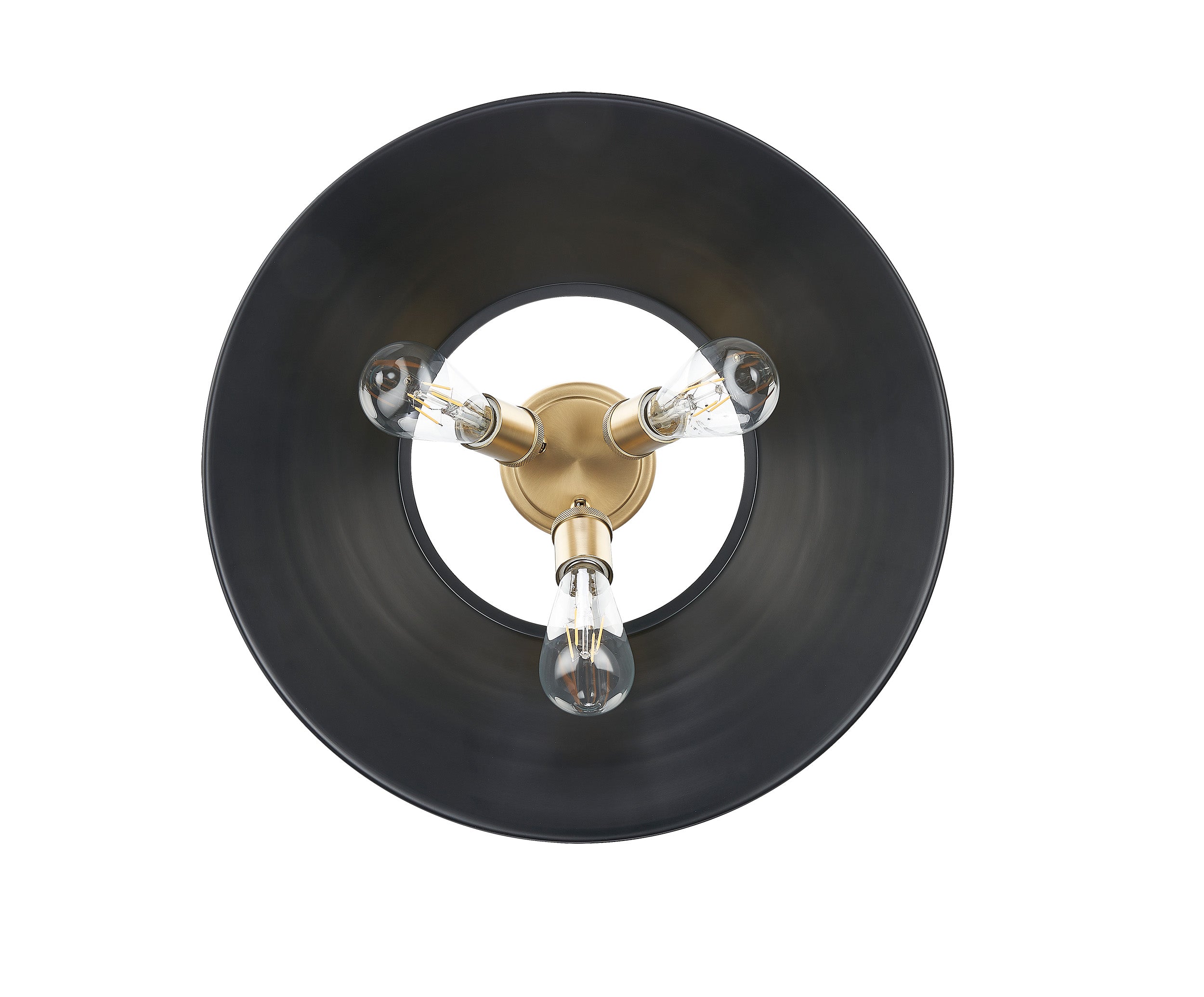 Yep by Golden Lighting Orwell 3-light Flush Mount in Brushed Champagne Brass and Matte Black shade - - Golden Lighting