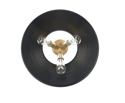 Yep by Golden Lighting Orwell 3-light Flush Mount in Brushed Champagne Brass and Matte Black shade - - Golden Lighting