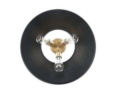 Yep by Golden Lighting Orwell 3-light Flush Mount in Brushed Champagne Brass and Matte Black shade - - Golden Lighting