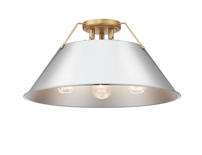 Orwell 3-Light Flush Mount in Brushed Champagne Bronze with Chrome - - Golden Lighting