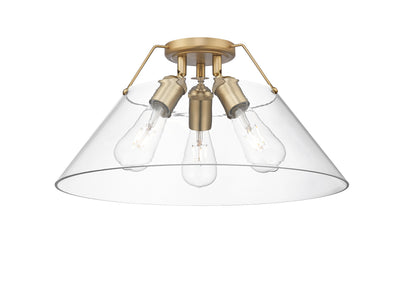Yep by Golden Lighting Orwell 3-light Flush Mount in Brushed Champagne Brass and Clear Glass - Default Title - Golden Lighting