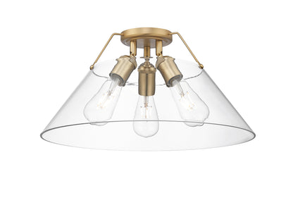Yep by Golden Lighting Orwell 3-light Flush Mount in Brushed Champagne Brass and Clear Glass