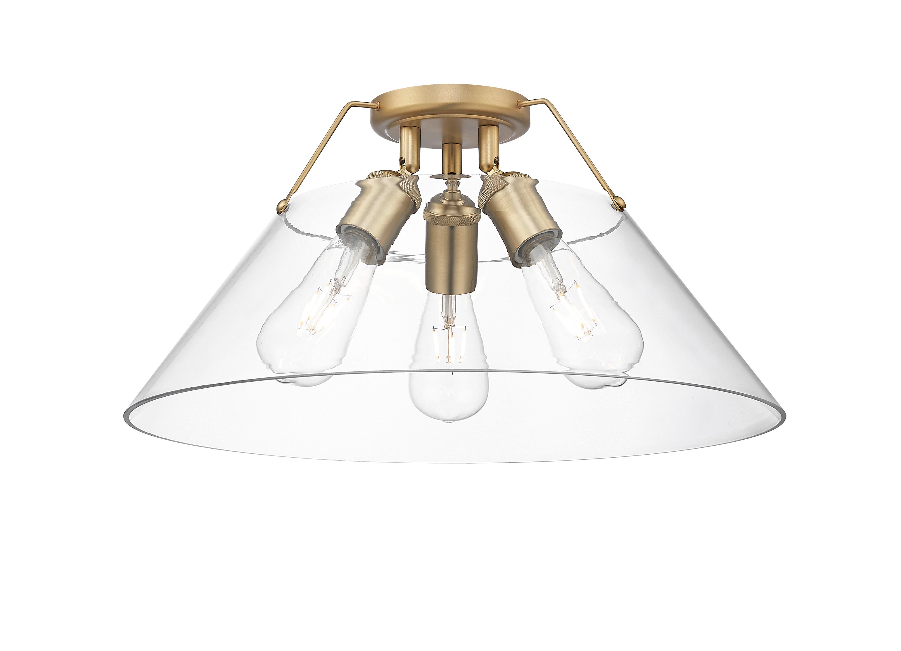 Orwell 3-Light Flush Mount in Brushed Champagne Bronze with Clear Glass - - Golden Lighting