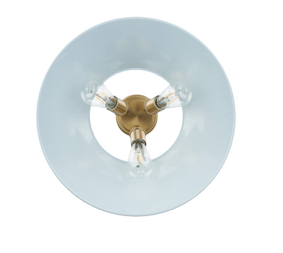 Yep by Golden Lighting Orwell 3-light Flush Mount in Brushed Champagne Brass and Dusky Blue shade - - Golden Lighting