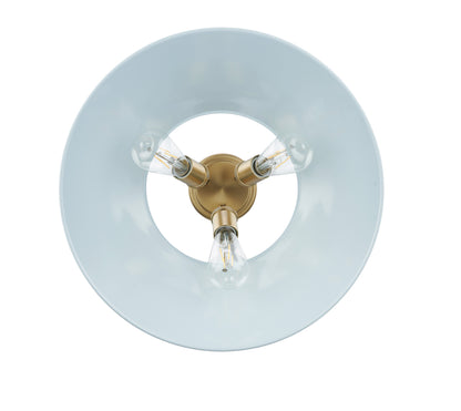 Yep by Golden Lighting Orwell 3-light Flush Mount in Brushed Champagne Brass and Dusky Blue shade - - Golden Lighting
