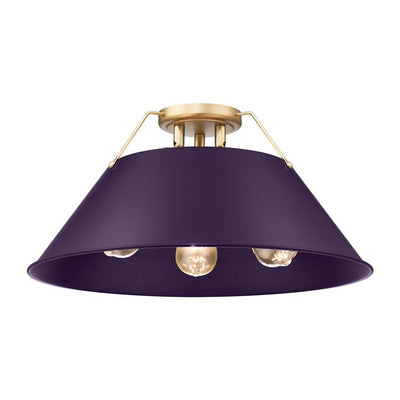 Yep by Golden Lighting Orwell 3-light Flush Mount in Brushed Champagne Brass and Exotic Purple shade - Default Title - Golden Lighting