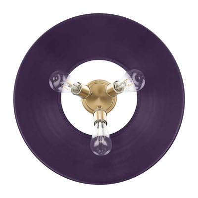 Yep by Golden Lighting Orwell 3-light Flush Mount in Brushed Champagne Brass and Exotic Purple shade - - Golden Lighting