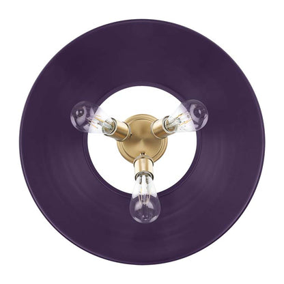 Yep by Golden Lighting Orwell 3-light Flush Mount in Brushed Champagne Brass and Exotic Purple shade - - Golden Lighting