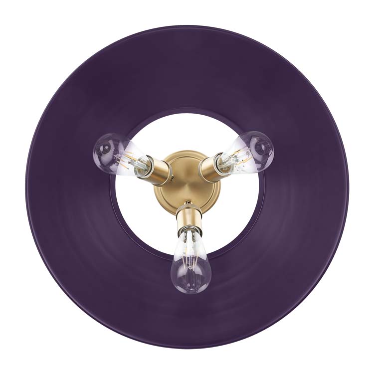 Yep by Golden Lighting Orwell 3-light Flush Mount in Brushed Champagne Brass and Exotic Purple shade - - Golden Lighting