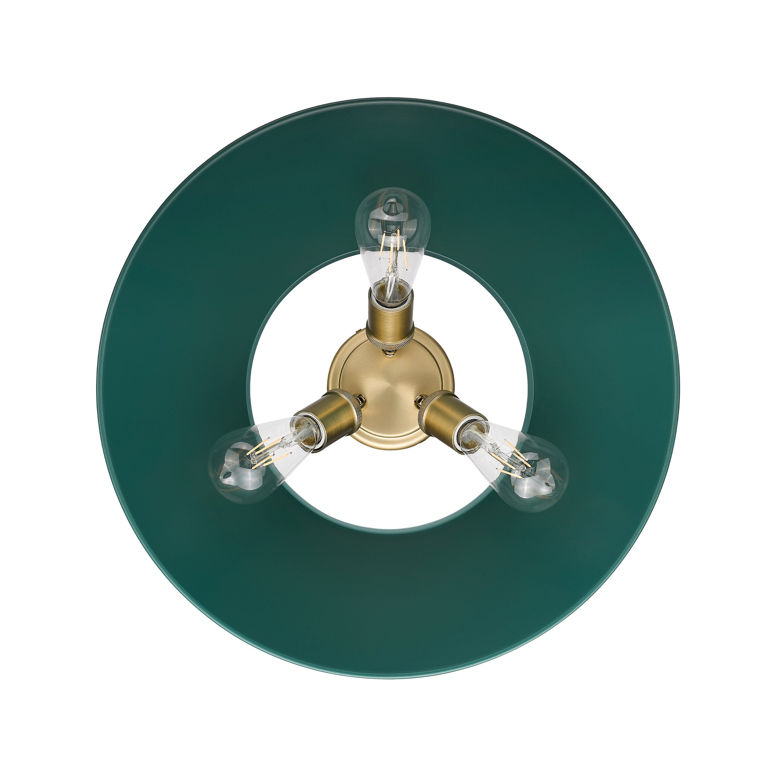 Orwell 3-Light Flush Mount in Brushed Champagne Bronze with Pine Green - Brushed Champagne Bronze / Pine Green / Green - Golden Lighting