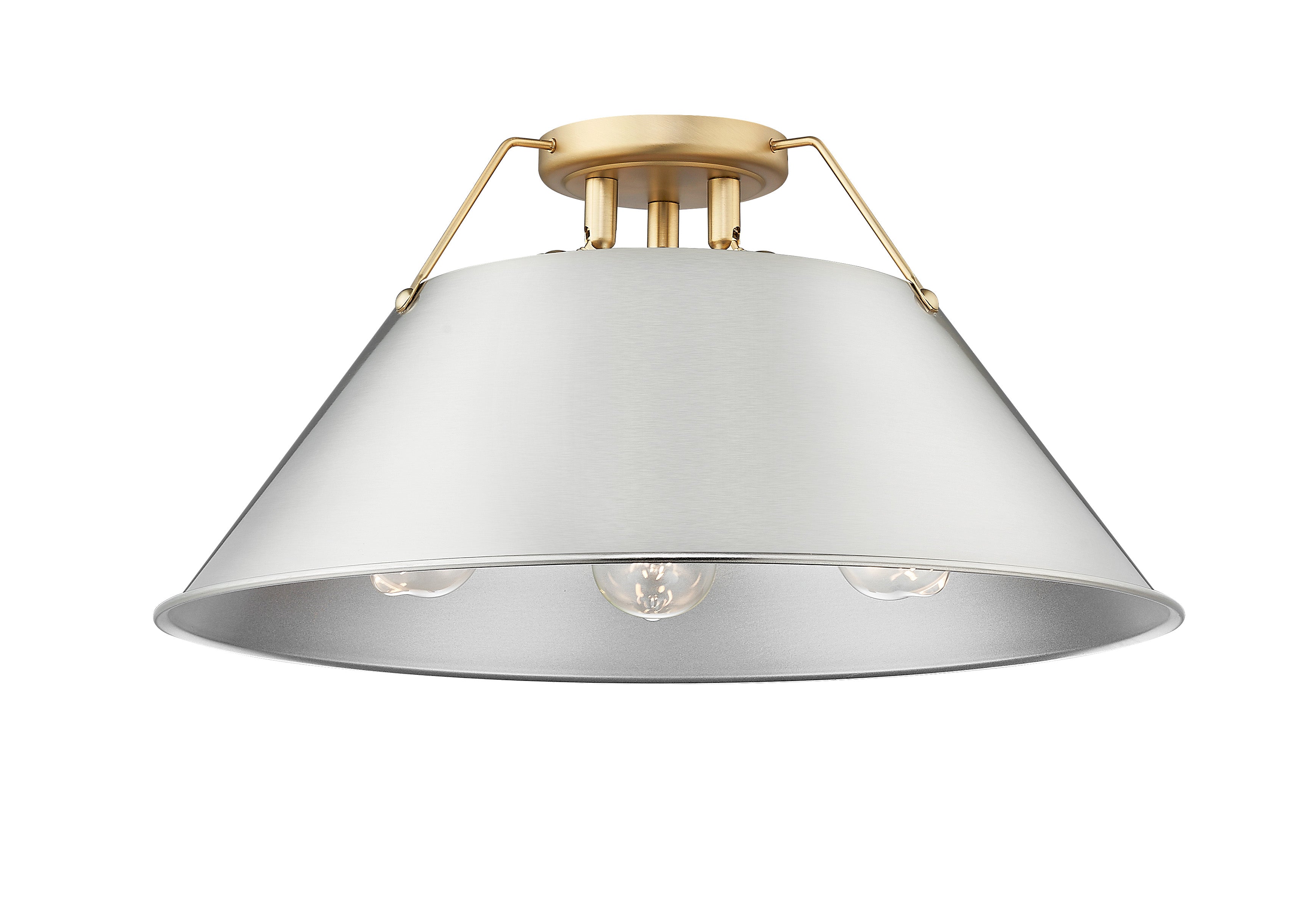 Orwell 3-Light Flush Mount in Brushed Champagne Bronze with Pewter - - Golden Lighting