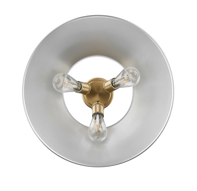 Yep by Golden Lighting Orwell 3-light Flush Mount in Brushed Champagne Brass and Pewter shade - - Golden Lighting