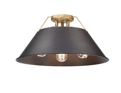 Orwell 3-Light Flush Mount in Brushed Champagne Bronze with Rubbed Bronze - - Golden Lighting