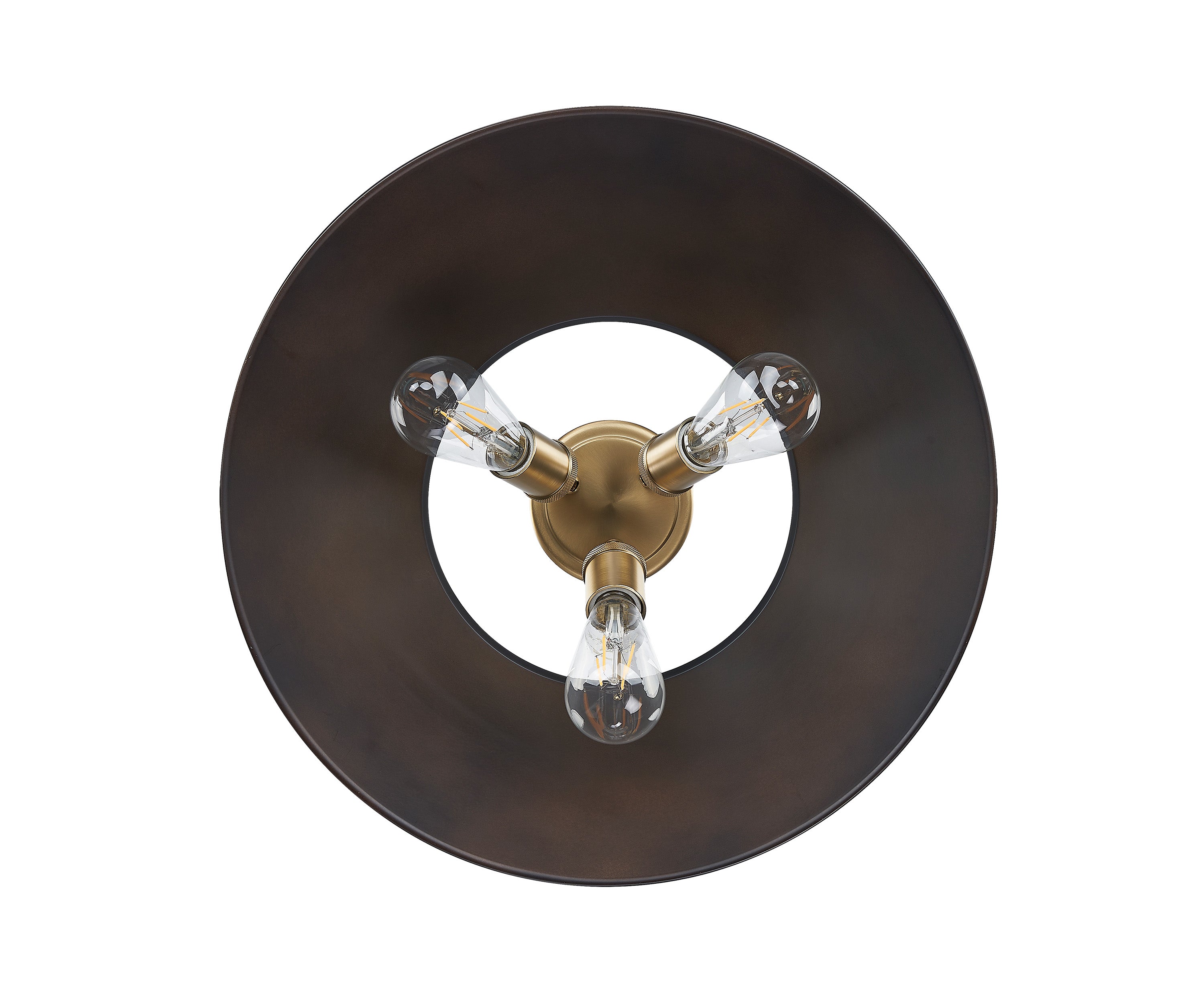 Yep by Golden Lighting Orwell 3-light Flush Mount in Brushed Champagne Brass and Rubbed Bronze shade - - Golden Lighting