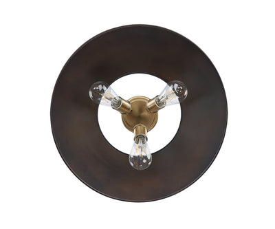 Yep by Golden Lighting Orwell 3-light Flush Mount in Brushed Champagne Brass and Rubbed Bronze shade - - Golden Lighting