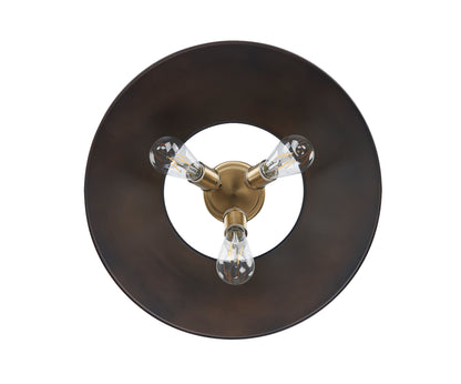 Yep by Golden Lighting Orwell 3-light Flush Mount in Brushed Champagne Brass and Rubbed Bronze shade - - Golden Lighting