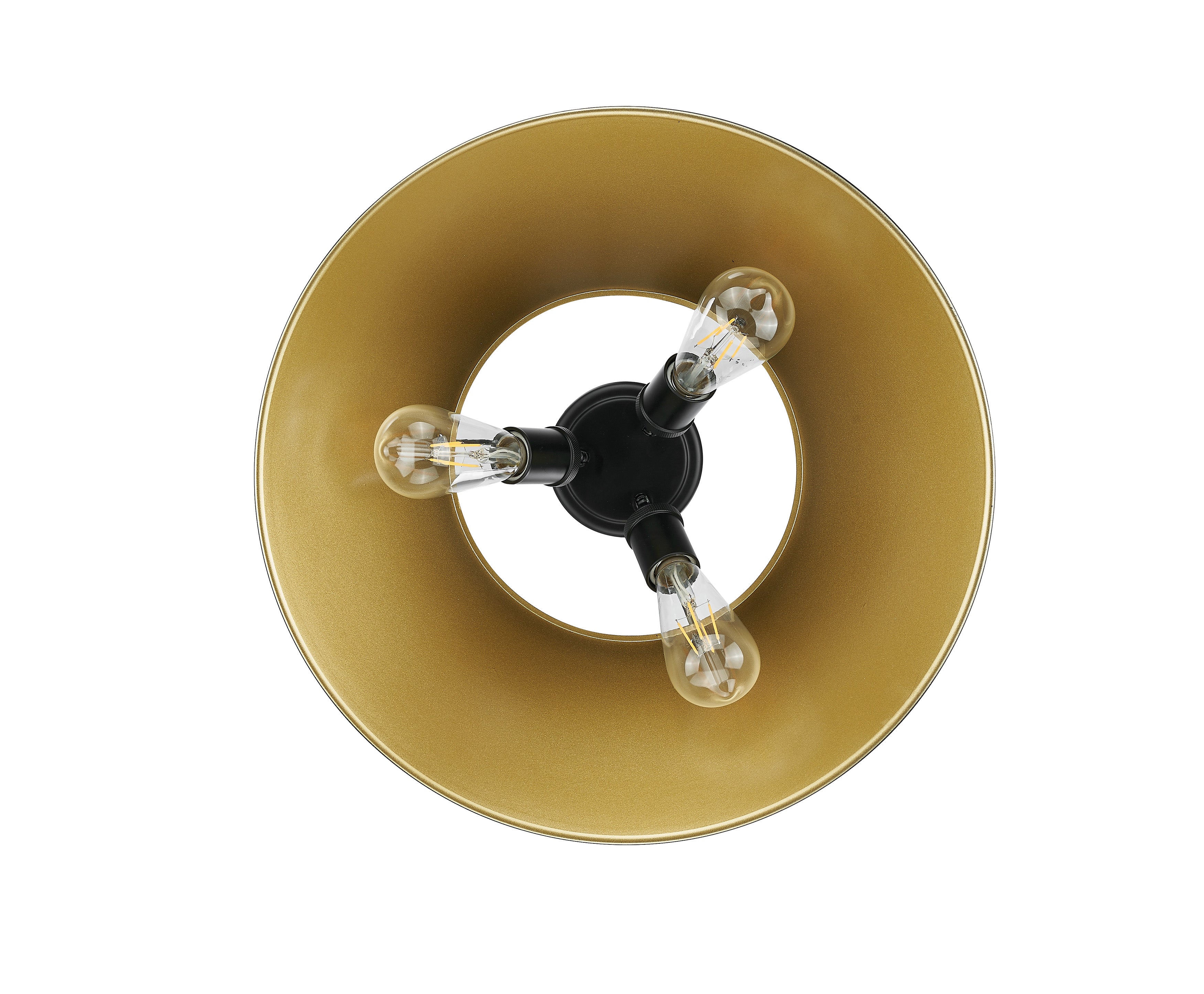 Orwell 3-Light Flush Mount in Matte Black with Aged Brass - Matte Black / Aged Brass / Gold - Golden Lighting