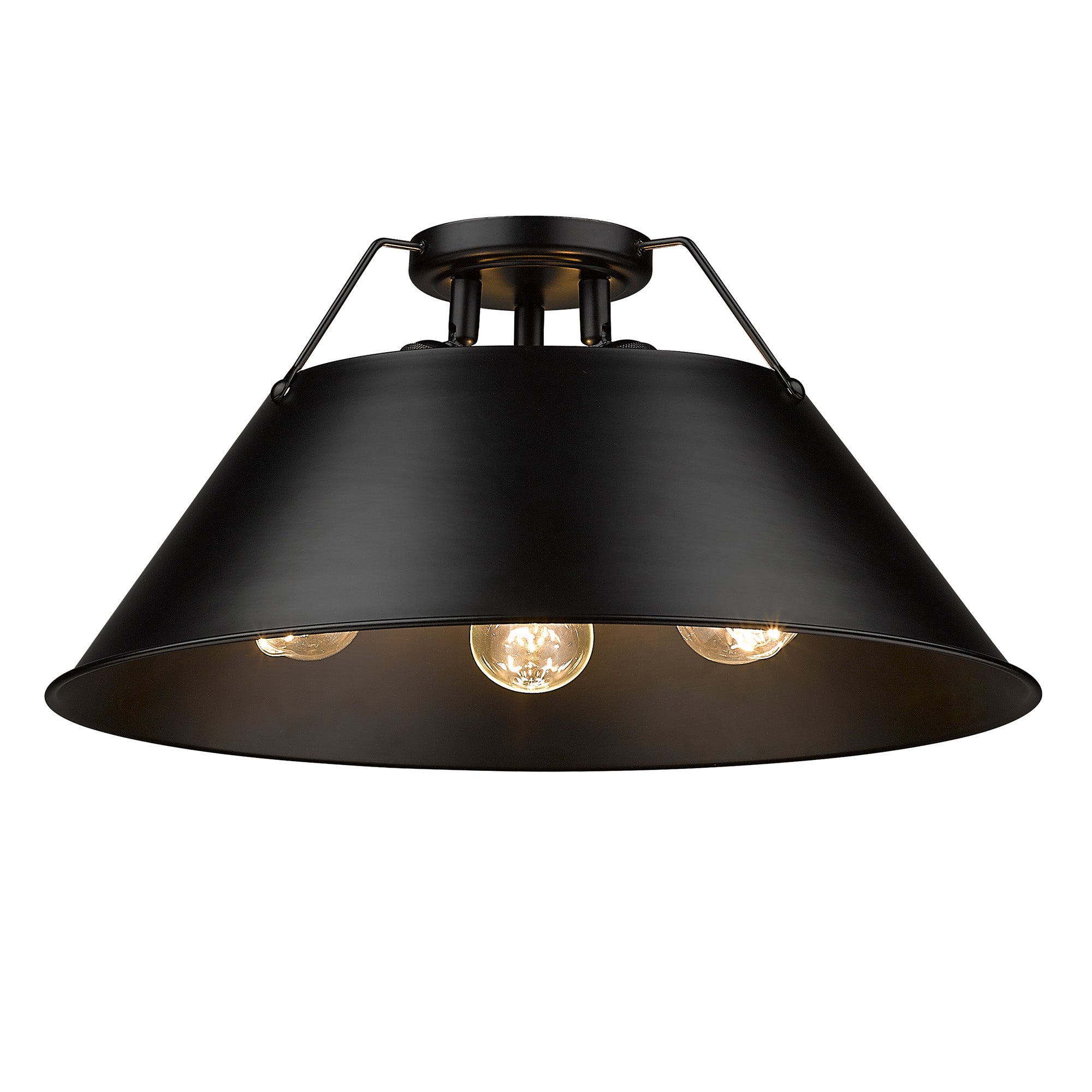 Orwell 3-Light Flush Mount in Matte Black - - Golden Lighting