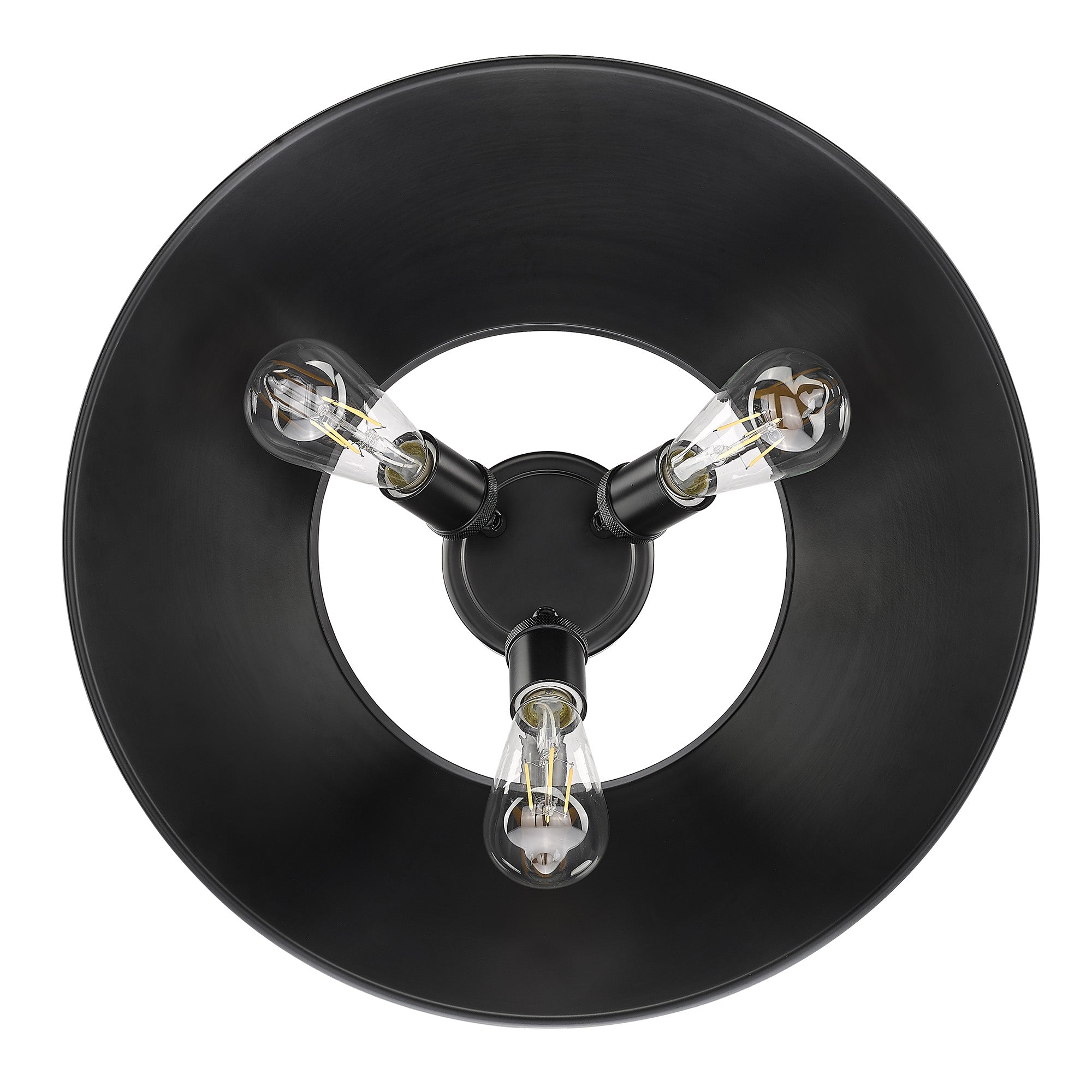 Orwell 3-Light Flush Mount in Matte Black - Matte Black / Matte Black / Black - Golden Lighting