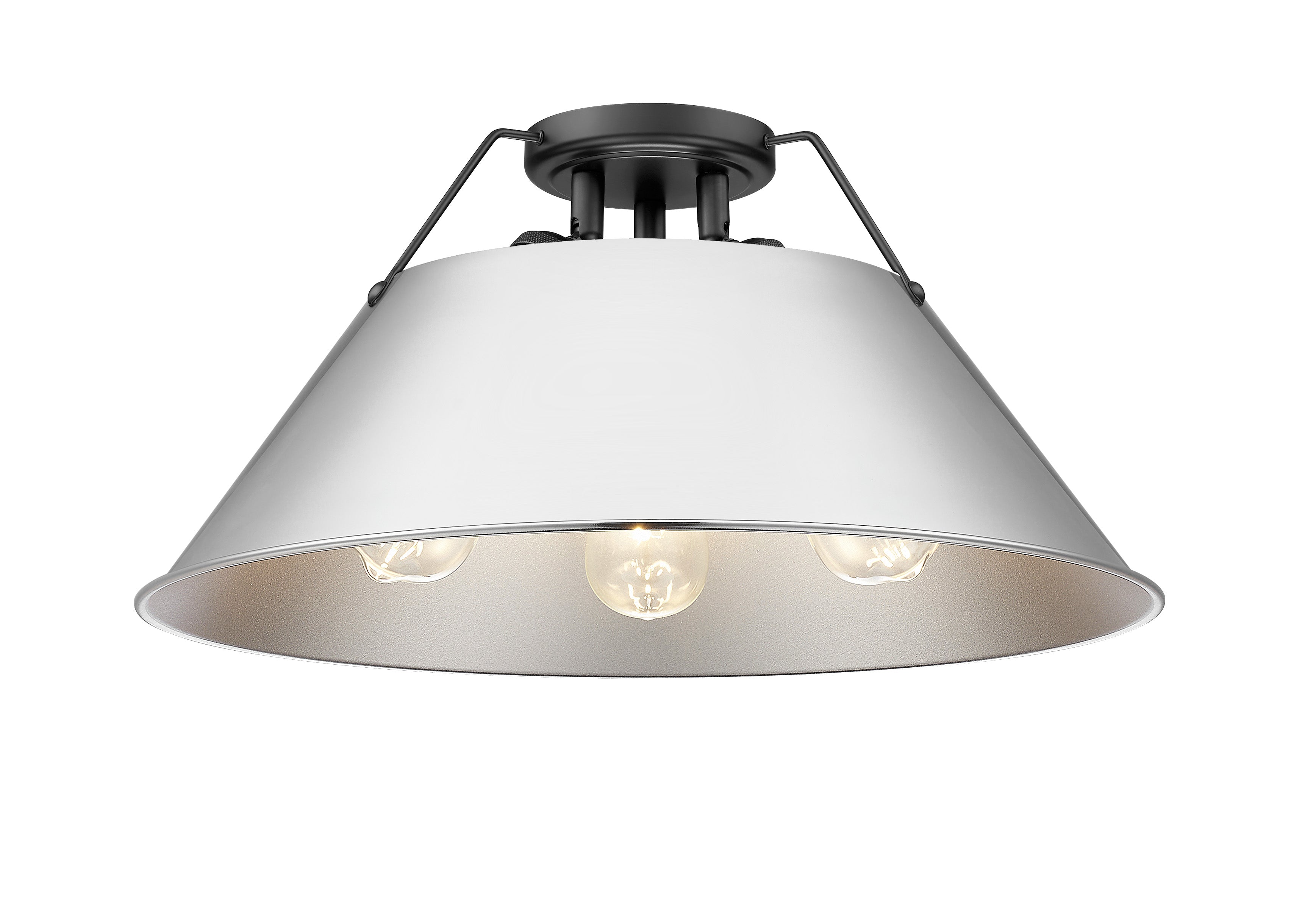 Orwell 3-Light Flush Mount in Matte Black with Chrome - - Golden Lighting