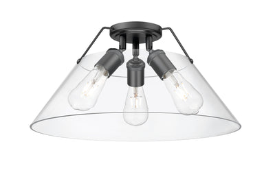 Yep by Golden Lighting Orwell 3-light Flush Mount in Matte Black and Clear Glass - Default Title - Golden Lighting