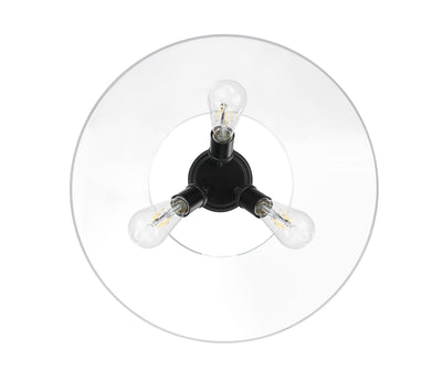 Yep by Golden Lighting Orwell 3-light Flush Mount in Matte Black and Clear Glass - - Golden Lighting