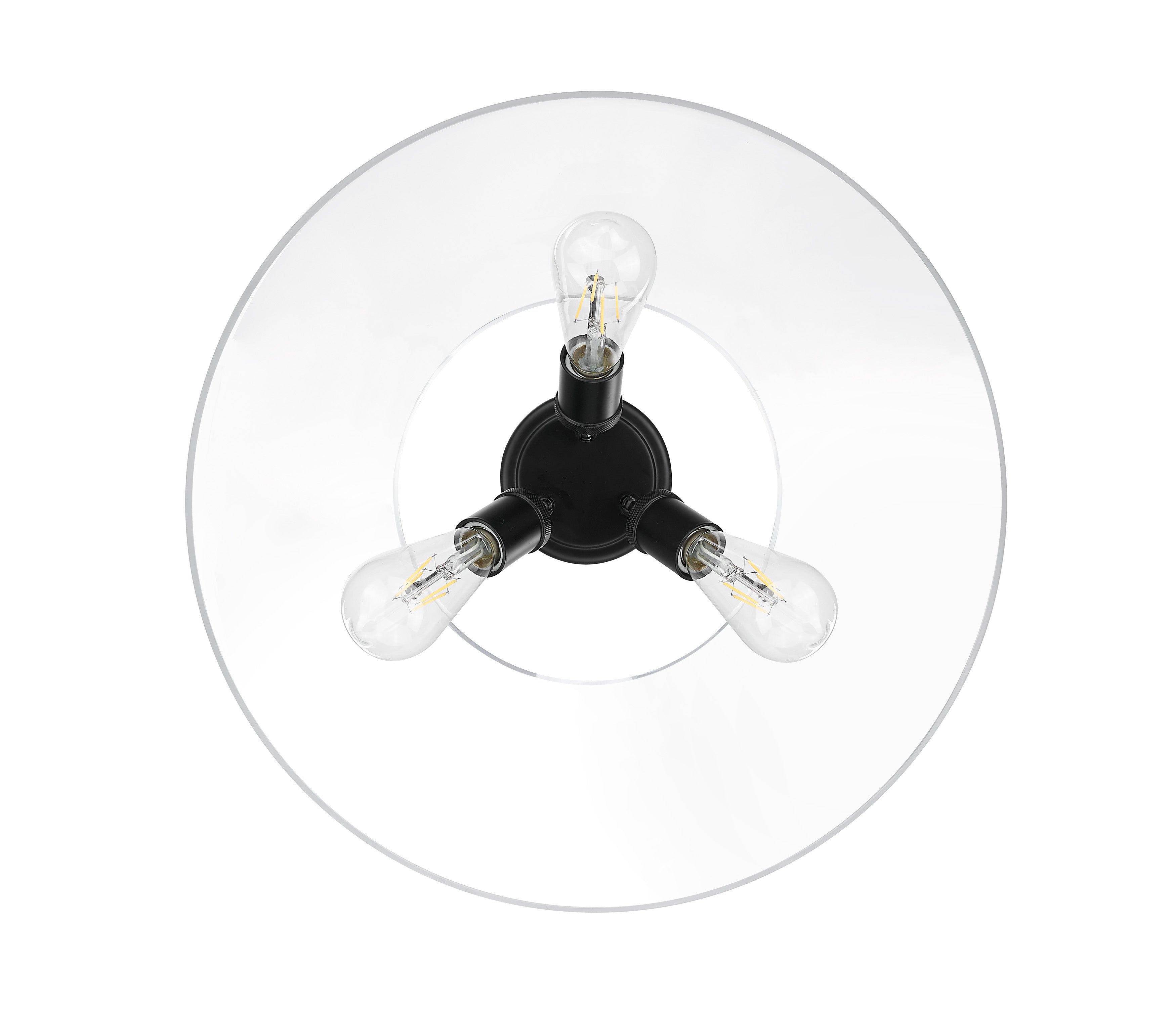 Orwell 3-Light Flush Mount in Matte Black with Clear Glass - Matte Black / Clear Glass / Clear - Golden Lighting