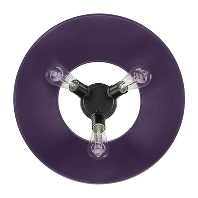 Yep by Golden Lighting Orwell 3-light Flush Mount in Matte Black and Exotic Purple shade - - Golden Lighting
